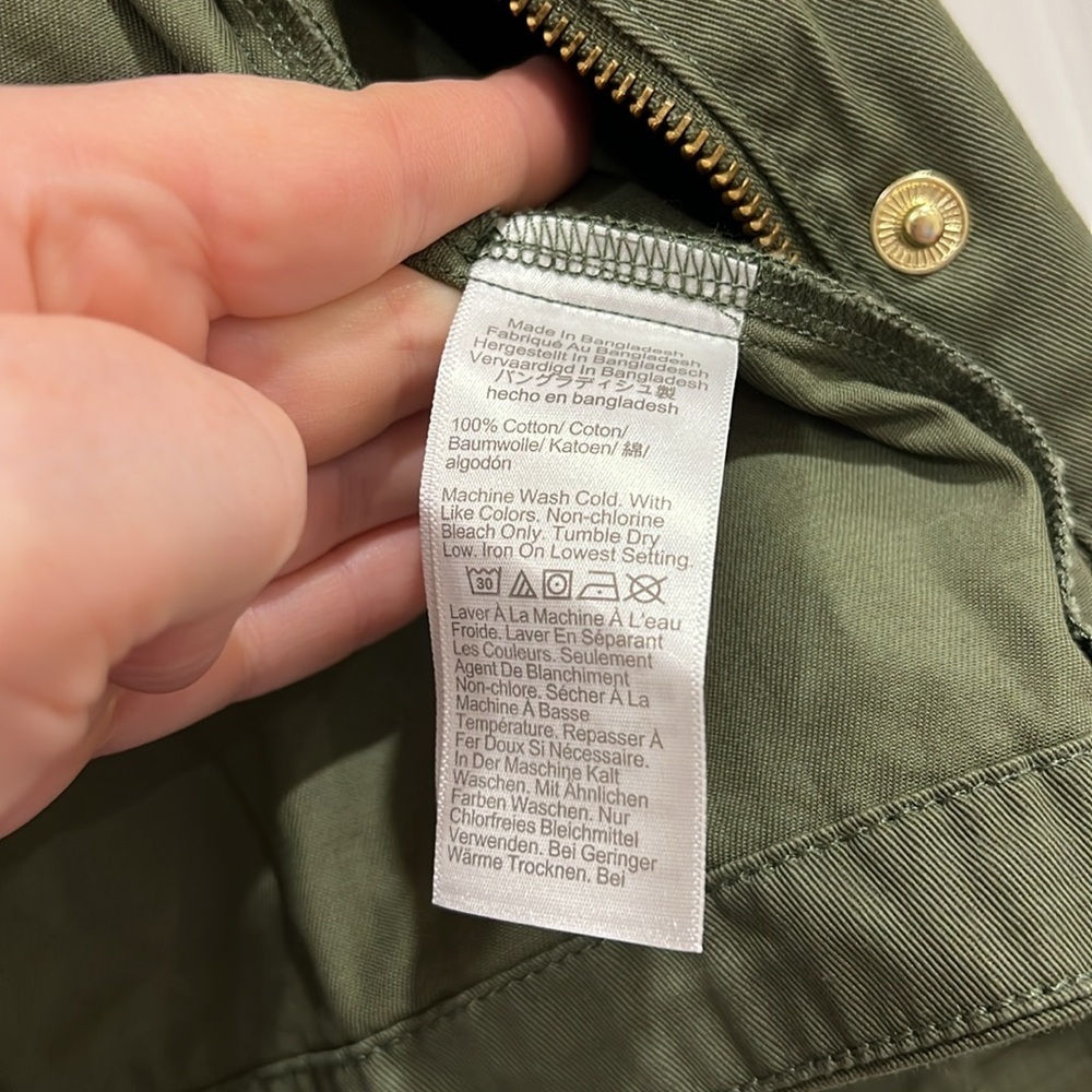 J Crew Factory Twill Utility Jacket Womens Green Size Small Petite SP - Picture 9 of 9